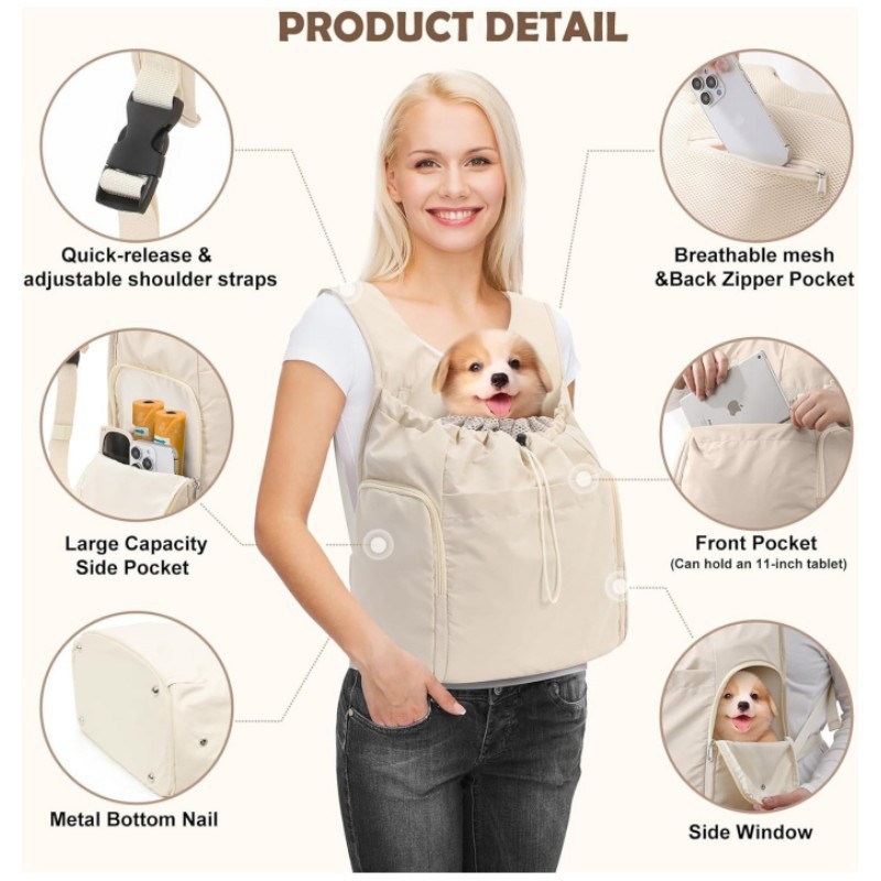 Outdoor Portable Dog Backpack Large Capacity Breathable Pet Carrier Cat Chest Bag for Hiking