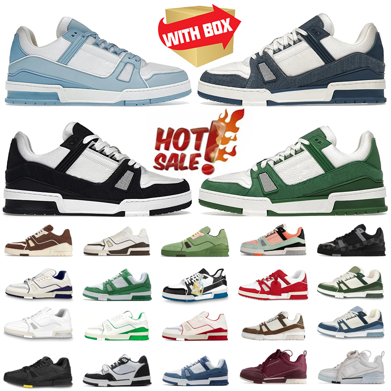 Designer Virgil Skate Trainer Men Women Casual Shoes Calfskin Leather White Green Red Blue Letter Overlays Platform Fashion Mens Sneakers Size 36-45