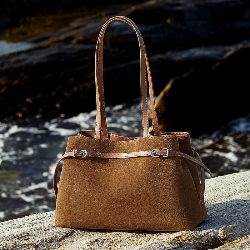 Luxury shoulder bag handbag new item cowhide high-end matte texture multifunctional large capacity suede retro single crossbody bag