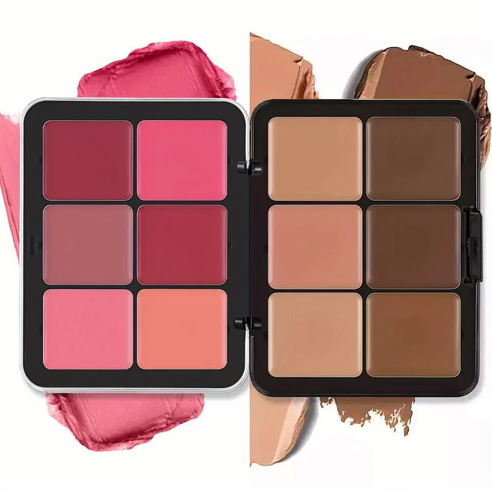 12-Color Metal Tin Concealer and Blush Cream Matte Highlighter Contour All-in-One Womens Makeup Palette Christmas Gift 251226