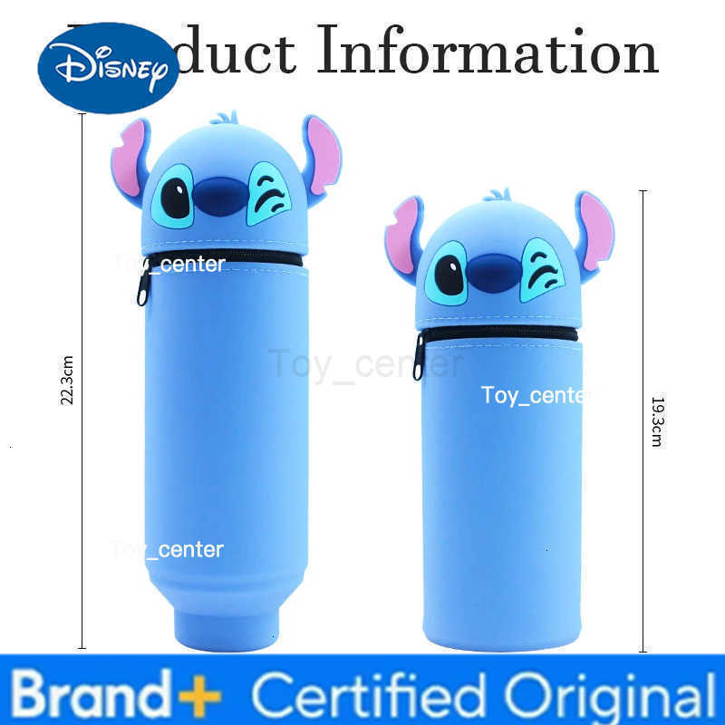 Disney Stitch Silicone Folding Pen Holder Large Capacity Student Pencil Bag Cartoon Stationery Storage Vertical Pen Pot with Zip H251227