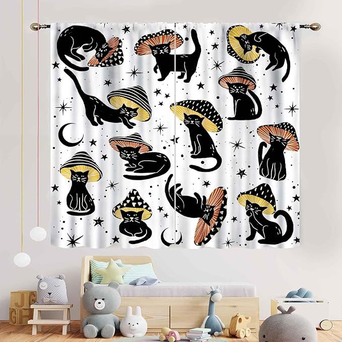 YL-38060 New Cute Kitten Animal Print Curtain for Kitchen, Cafe, and Restaurant Decorations