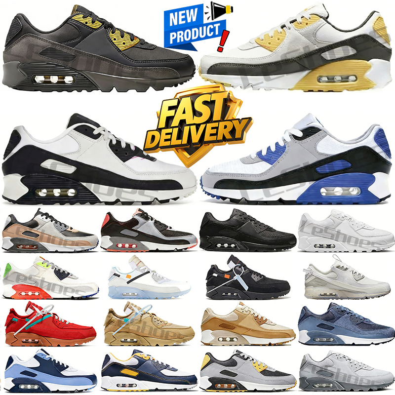 Classic Designer 90 Running Shoes 90s Sneakers Mens Womens Trainers Triple Black White Red Blue Light Smoke Grey Mesh Leather Breathable Cushion Outdoor Sport