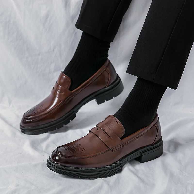 Spring Luxury Thick soled Casual Shoes Mens Black Penny loafers men Brown Business Office Dress Shoes for Mentnis masculino Z251227