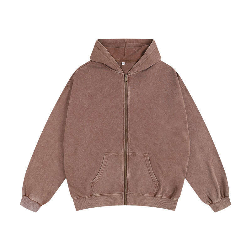Women's Zipper Hooded Sweatshirt Trendy Cardigan Retro Oversize Washed Vintage Sudaderas Hoodies Cotton Sport Suit Long Sleeve