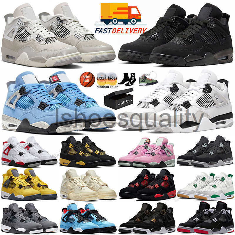 With Box 4 Outdoor shoes for men women 4s Military Black Cat Sail Red Cement Yellow Thunder White Oreo Cool Grey University Blue Seafoam mens sports sneakers