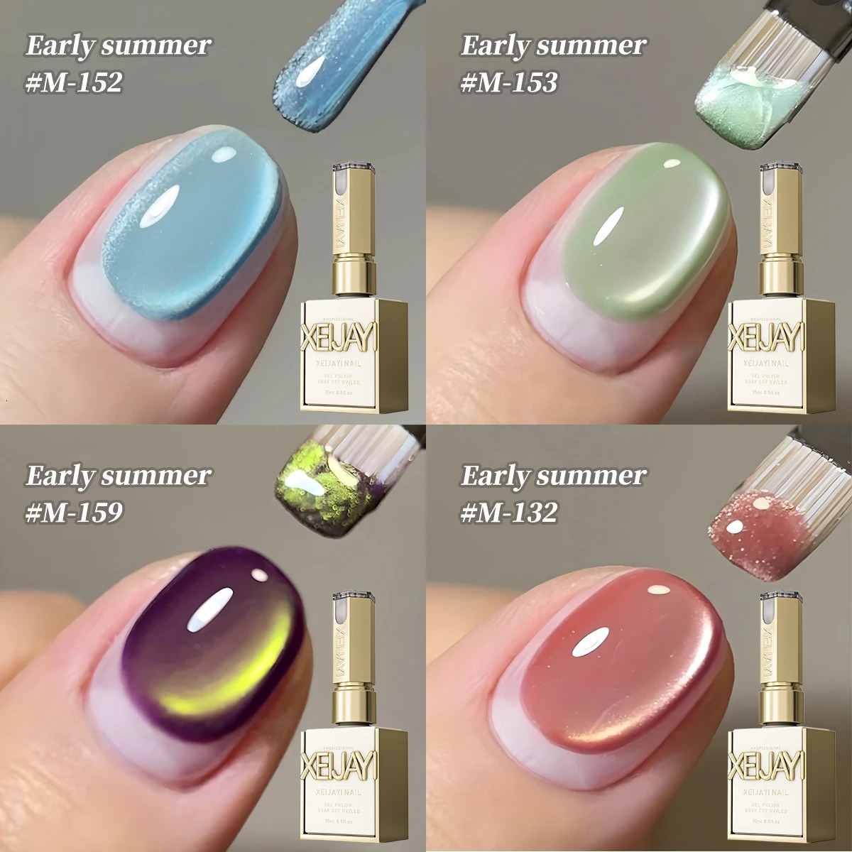 XEIJAYI 4pcs 15ml colorful Cat Eye Gel Nail Polish Set Starter Pure Soak Off No Wipe Nail Gel Polish Suitable 251226