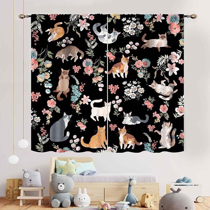 YL-38064 New Cute Kitten Animal Print Curtain for Kitchens, Cafes, Restaurants, and Decorative Curtains/Vaselines