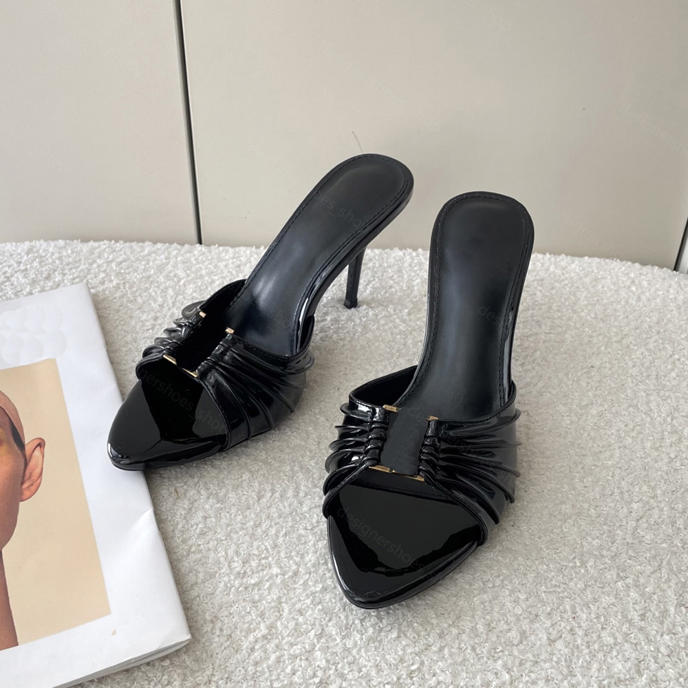 New Stiletto Heel mules Slippers slingback sandal Metal buckle decoration slip-on open toe women Luxury Designers sandals Party wedding Evening shoes 35-41 Bring box