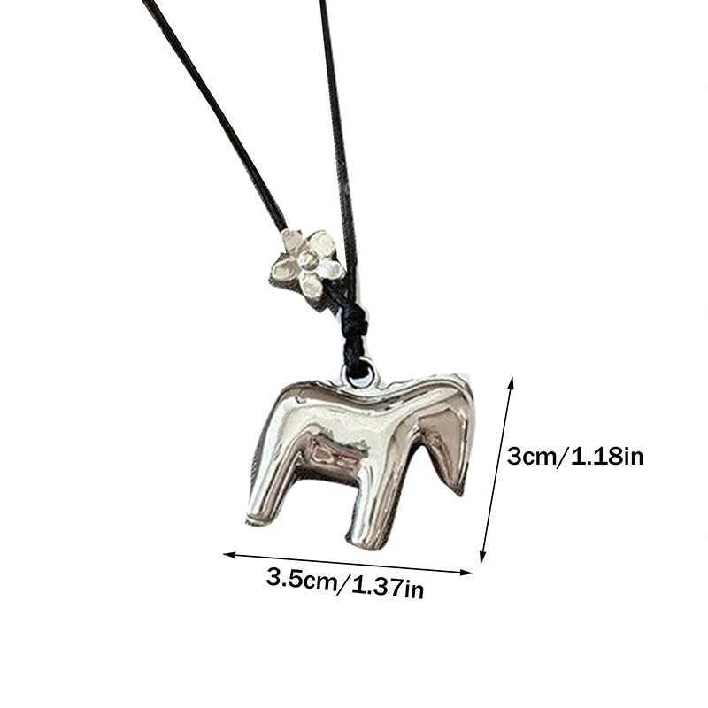 luxury Cartoon Horse Pendant Necklaces For Women Female Sweater Chains Adjustable Long Rope Chain Daily Matching Accessories M251227