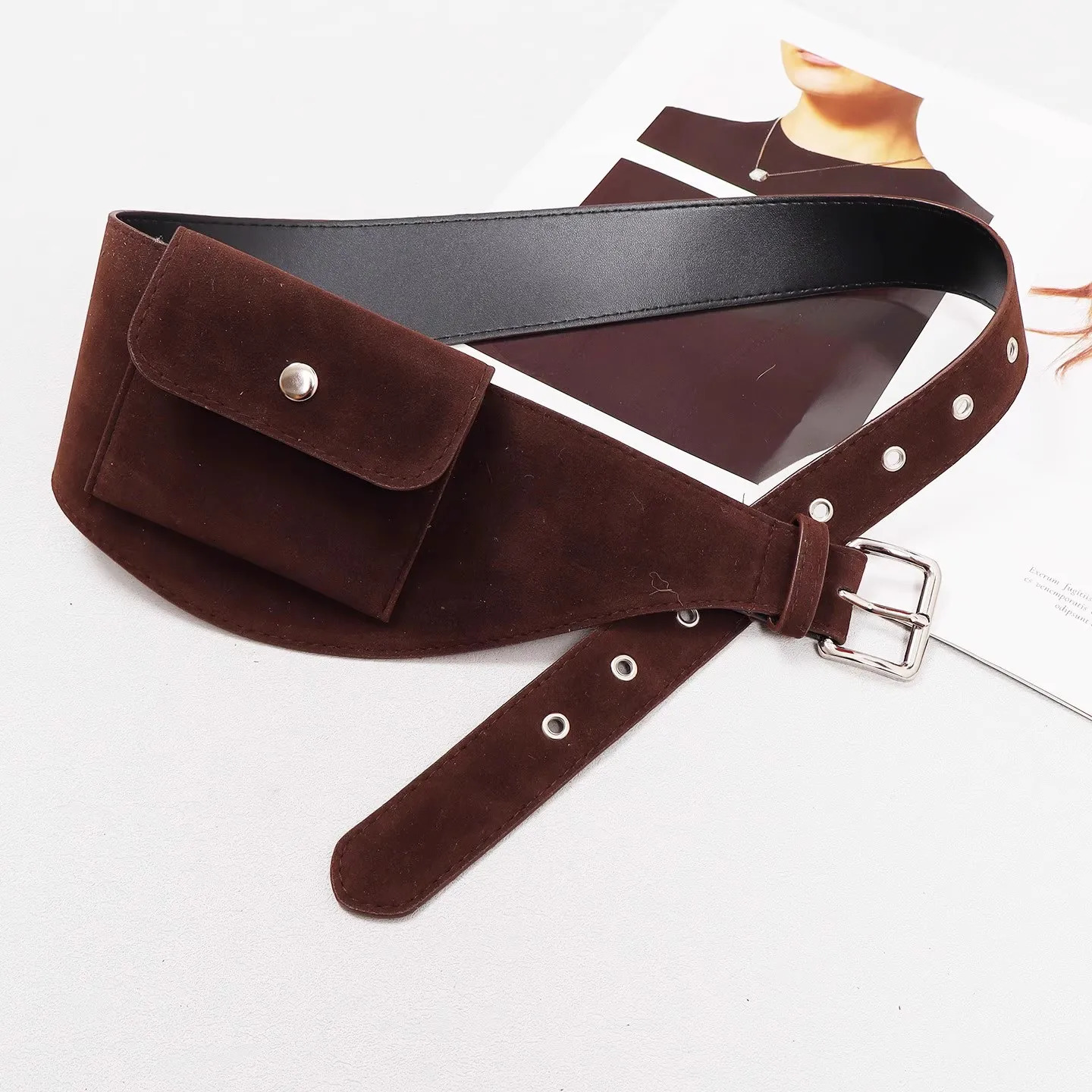 Womens Suede PU Leather Bag Cummerbunds Female Dress Corsets Waistband Belts Decoration Wide Belt R2689 251224