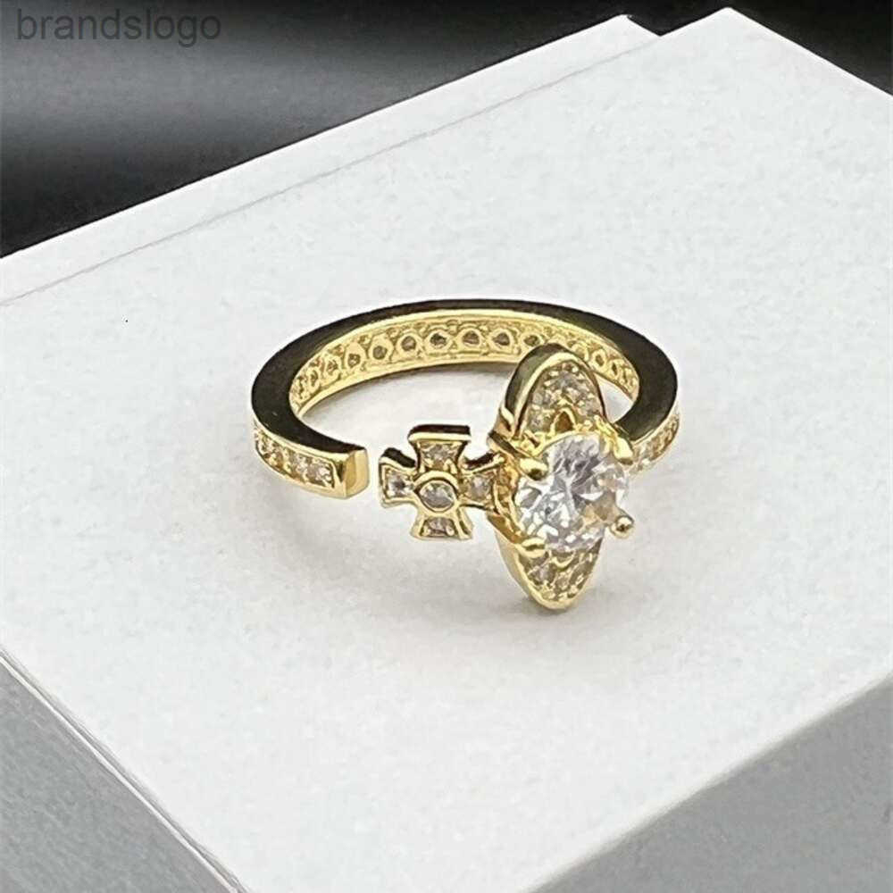 Designer Empress Dowager Saturn Diamond Ring Net Red High-grade Feeling Zircon Opening Adjustable Ring the Same As Ouyang Nana