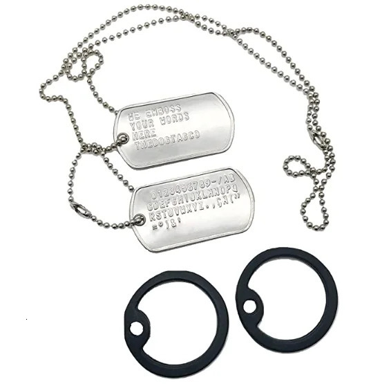 Stainless Steel The Dog Tag Military Set of 2 Personalised Necklaces Army Style with Ball Chain Silencers Custom Make Necklaces 251224