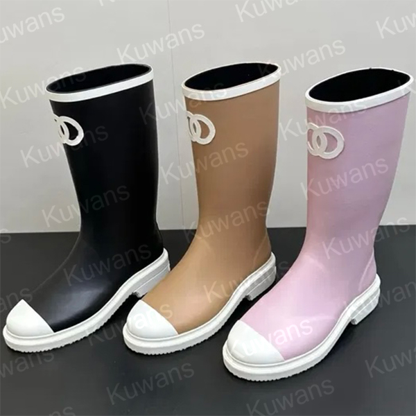 Designer Rubber Rain Boots Pink Women Luxury Snow Boot Fall Winter Summer Knee High Quality Slip On Classic 22 Casual Waterproof Footwear Cowboy booties
