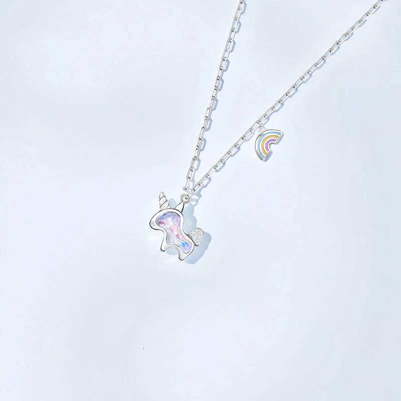 luxury 925 Sterling Silver Unicorn Charm Necklaces Pendants Choker Statement Necklace For Women Girls Birthday Party Gift Jewelry M251227