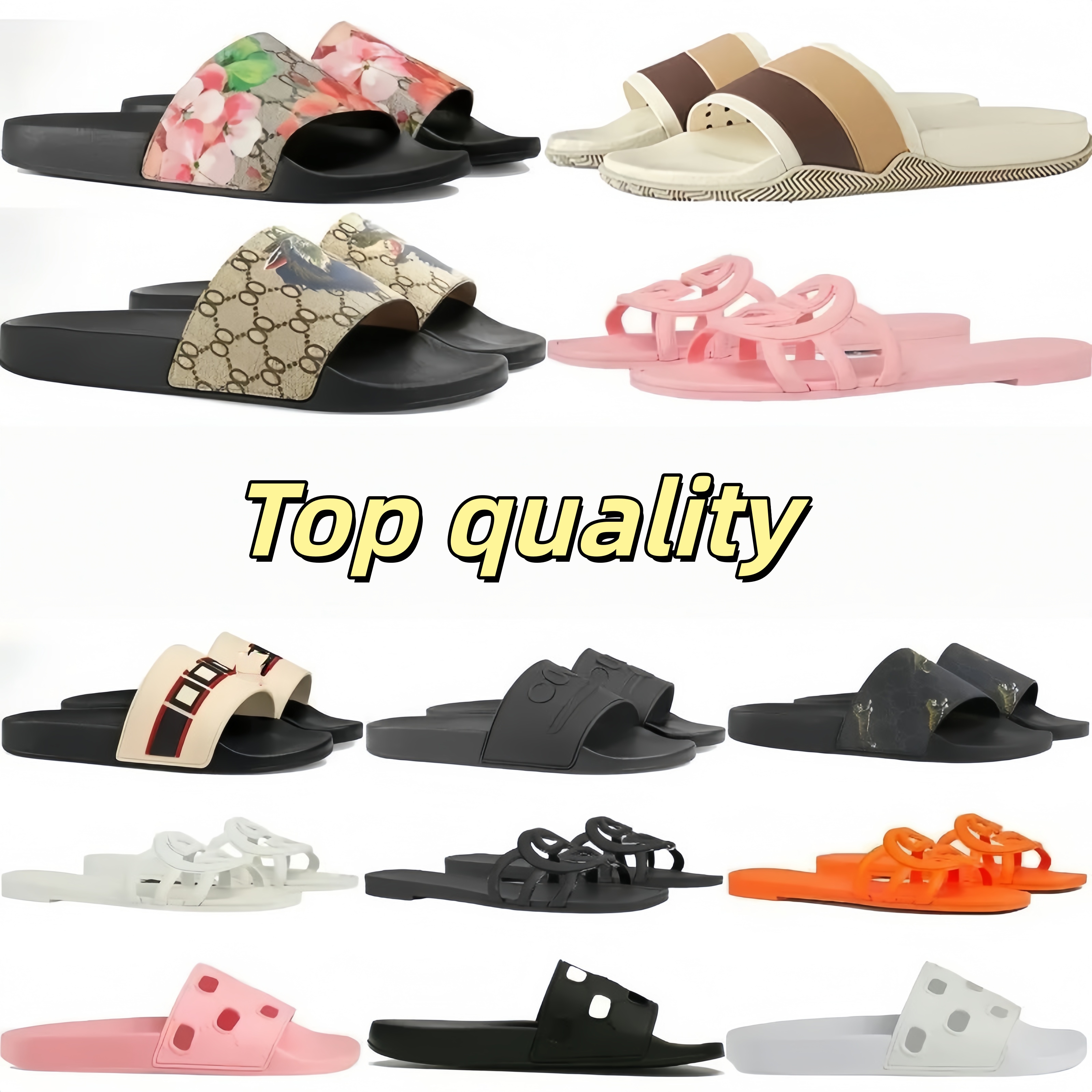 luxury designer sandals flat heels female sandale womens fashion leather casual summer shoes slides slippers mules claquettes 2025 floral brocade beach shoes mens