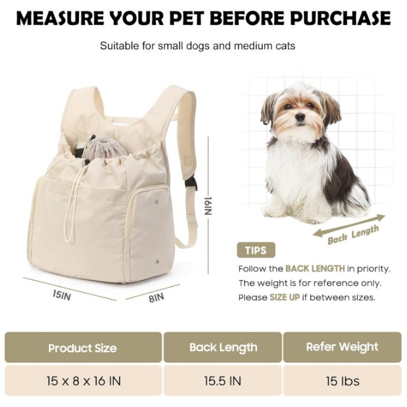 Outdoor Portable Dog Backpack Large Capacity Breathable Pet Carrier Cat Chest Bag for Hiking