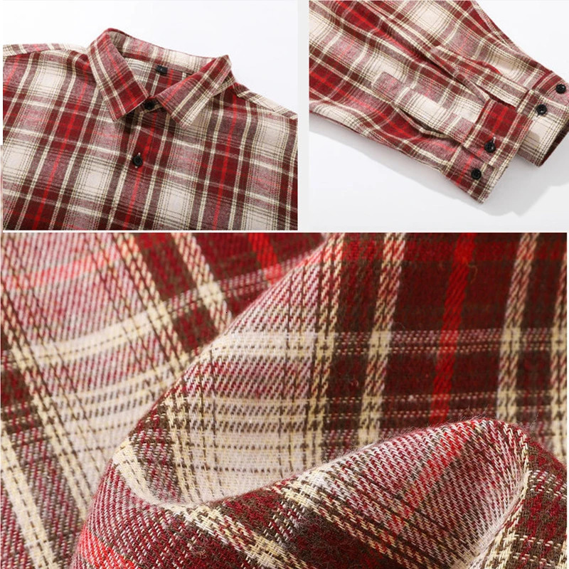 Fast Ship Plaid Shirts Men Casual Mens Shirts Male Spring Autumn Long Sleeves Shirts Flannel Clothes Youth Boy Japan Korea M-5XL 251226