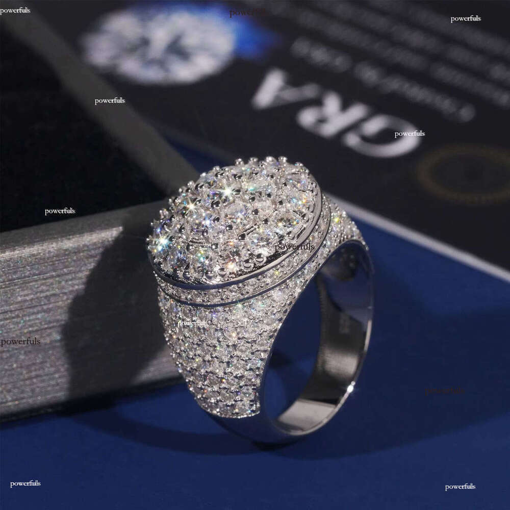 Hot Selling Hiphop Style Men's 925 Silver Moissanite Ring VVS Grade Passes Diamond Tester for Wedding & Everyday Wear