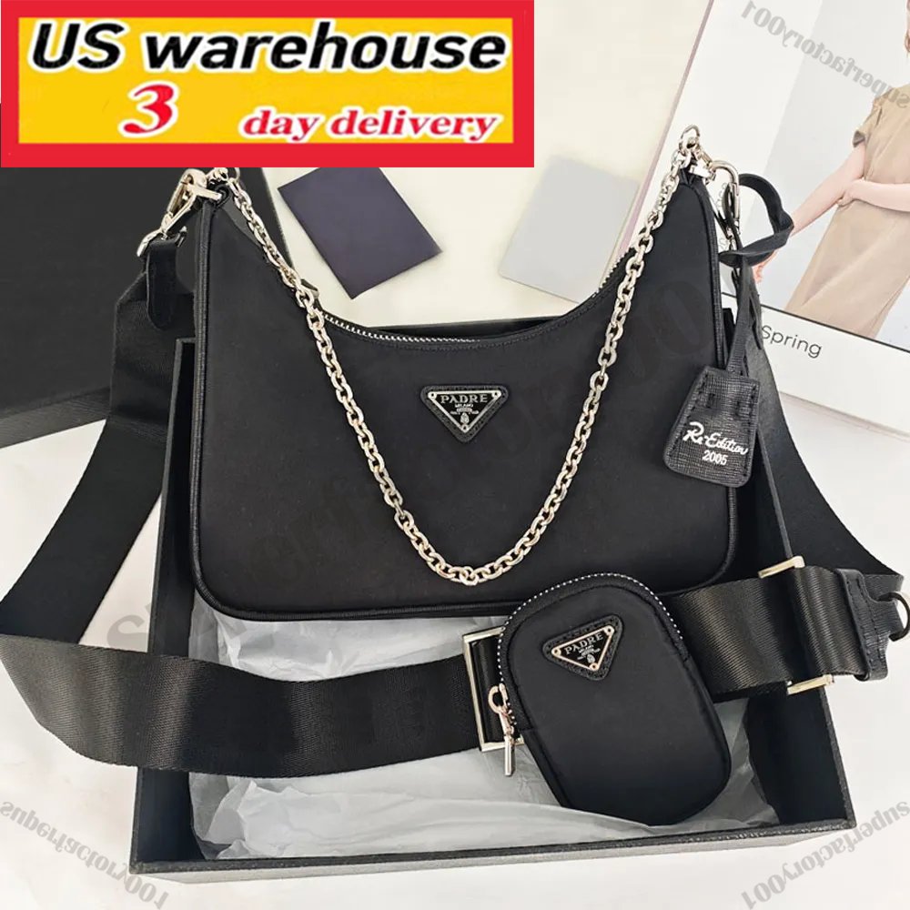 Designer bag Crossbody bag Shoulder bag Handbag Three in one Nylon bag High Quality 2005 Crossbody bag Womens Classic Half Moon Bag Black Nylon Handbag