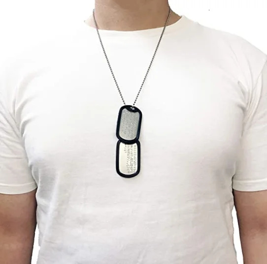Stainless Steel The Dog Tag Military Set of 2 Personalised Necklaces Army Style with Ball Chain Silencers Custom Make Necklaces 251224