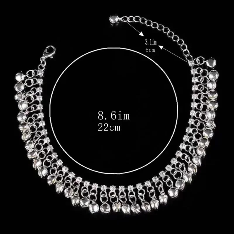 Personality Gold Color Silver Retro Ethnic Tassel Bell Anklets for Girl Beach Foot Anklet India Jewelry Accessories 251226