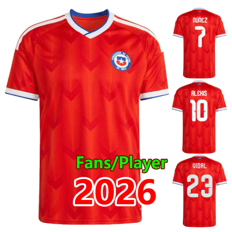 2026 Chile Soccer Jerseys fans player 26 27 home away CH.ARANGUIZ Alexis BRERETON DIZA Vidal Vargas football shirt Medel maillots camiseta de futbol men kids set S-4XL