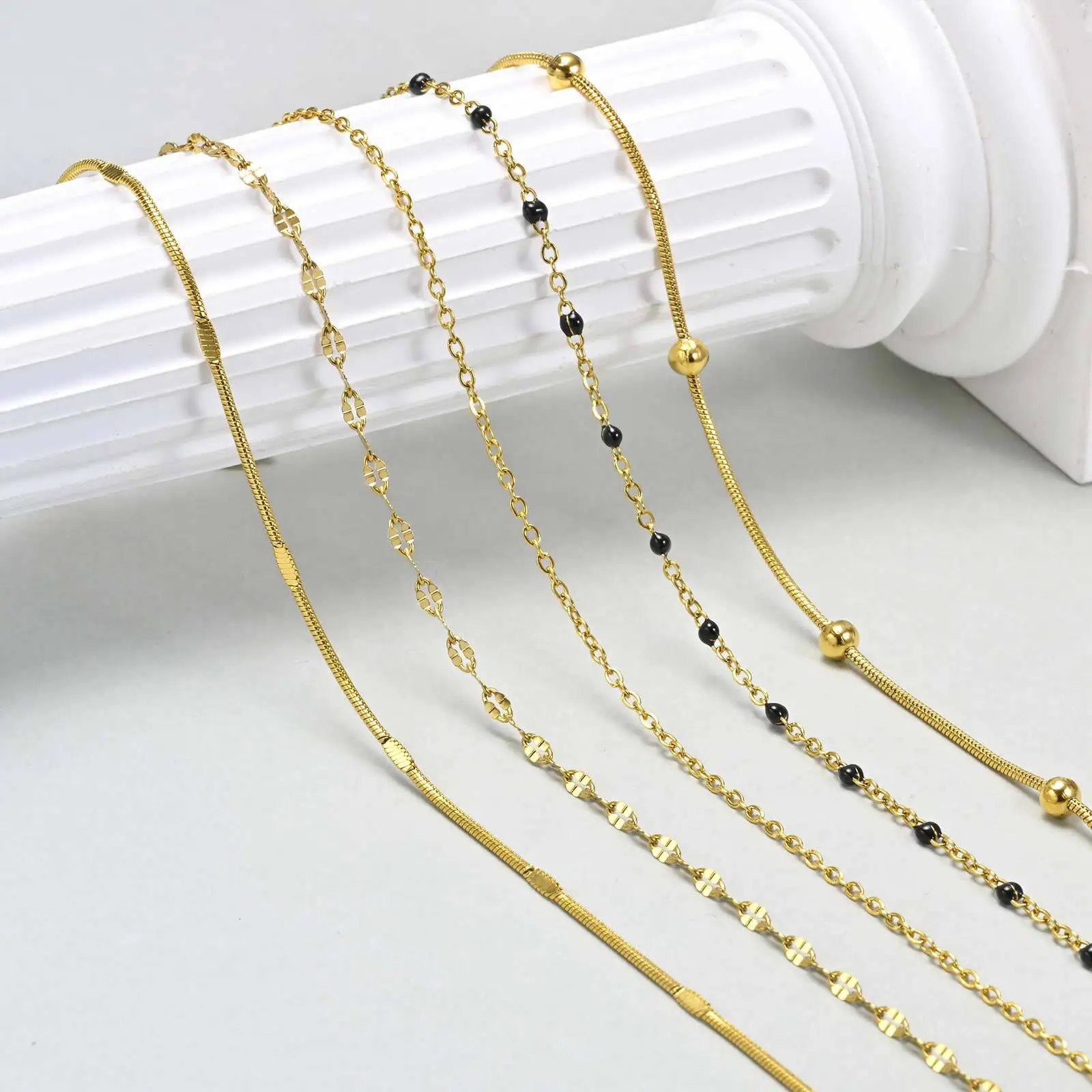 Waterproof Layered Link Chain Anklets Bracelet for Women Gold Plated Foot Leg Summer Boho Beach Jewelry Adjustable 251226