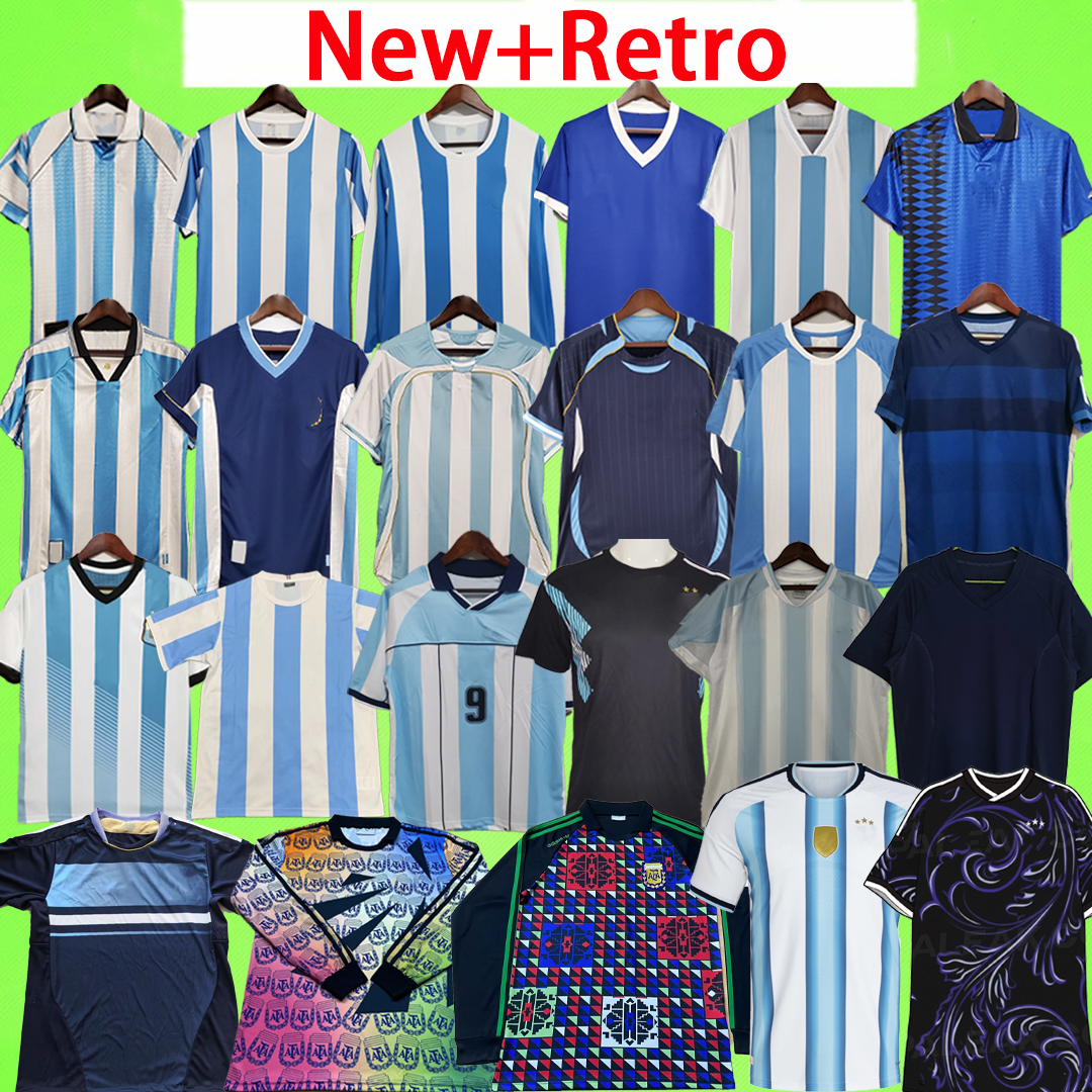 New + Retro Soccer Jerseys 2026 Argentinas 1990 1986 1994 1996 1998 2002 2004 2006 2010 2014 MESSIS long sleeve Football Shirt T goalkeeper Player version kids kit women