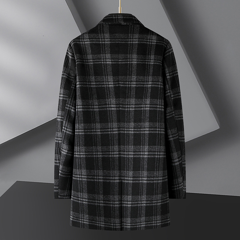 business casual Italian style fashion host travel plain weave wool medium long wool coat fully matched casual mens jacket 240829