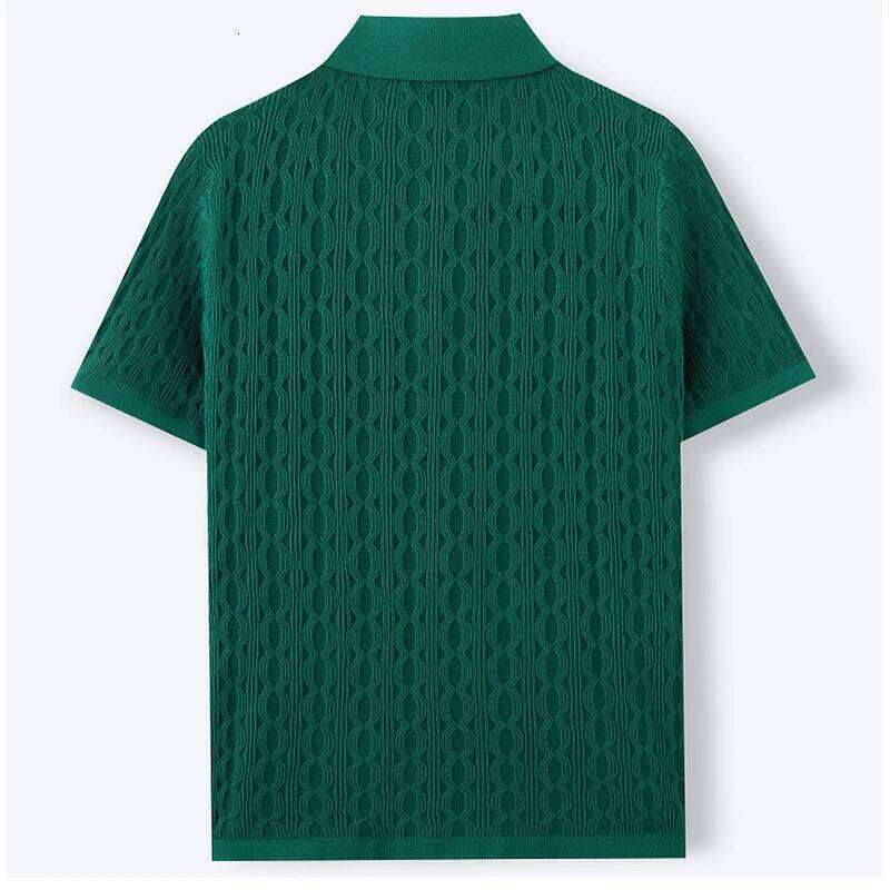 Men Single-Breasted Knitted Polo Shirts Short Sleeve Stripe Jacquarded Luxury Cardigan American Fashion Premium Quality Knitwear
