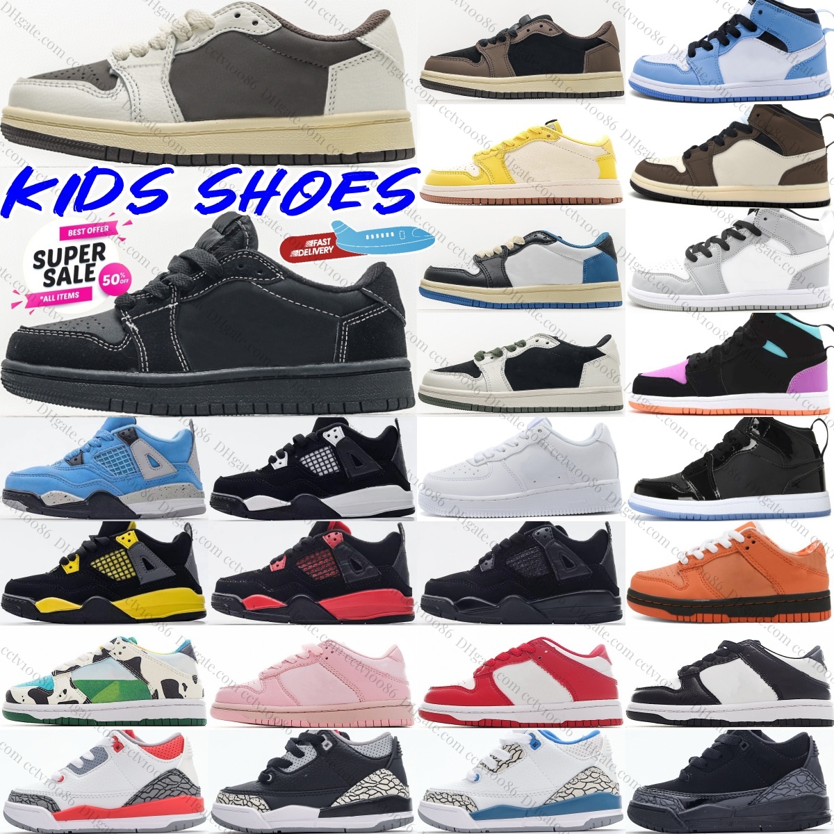 Kids Shoes Basketball Sneakers Low Boys Girls Mid Children Toddler Trainers Mocha Olive Black Cat White Pink Blue Thunder Red Youth Cement Fire Grey Mulit eur 22-35
