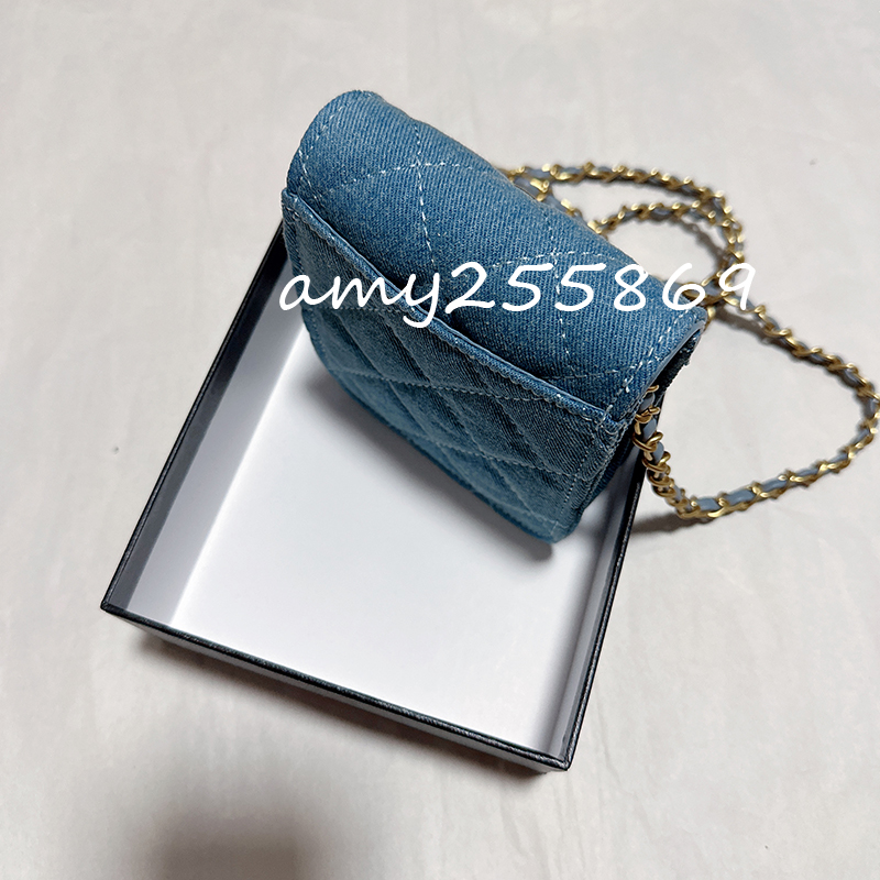 10X4X13CM Storage bags denim camera bag chain small square bag with gift box packing