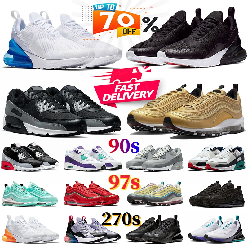 97 Running Shoes Silver Golden Bullet Undefeated Militia Green 90 Triple White Black IIron Grey 270 University Red Anthracite Blue Women Mens Trainers Sneakers
