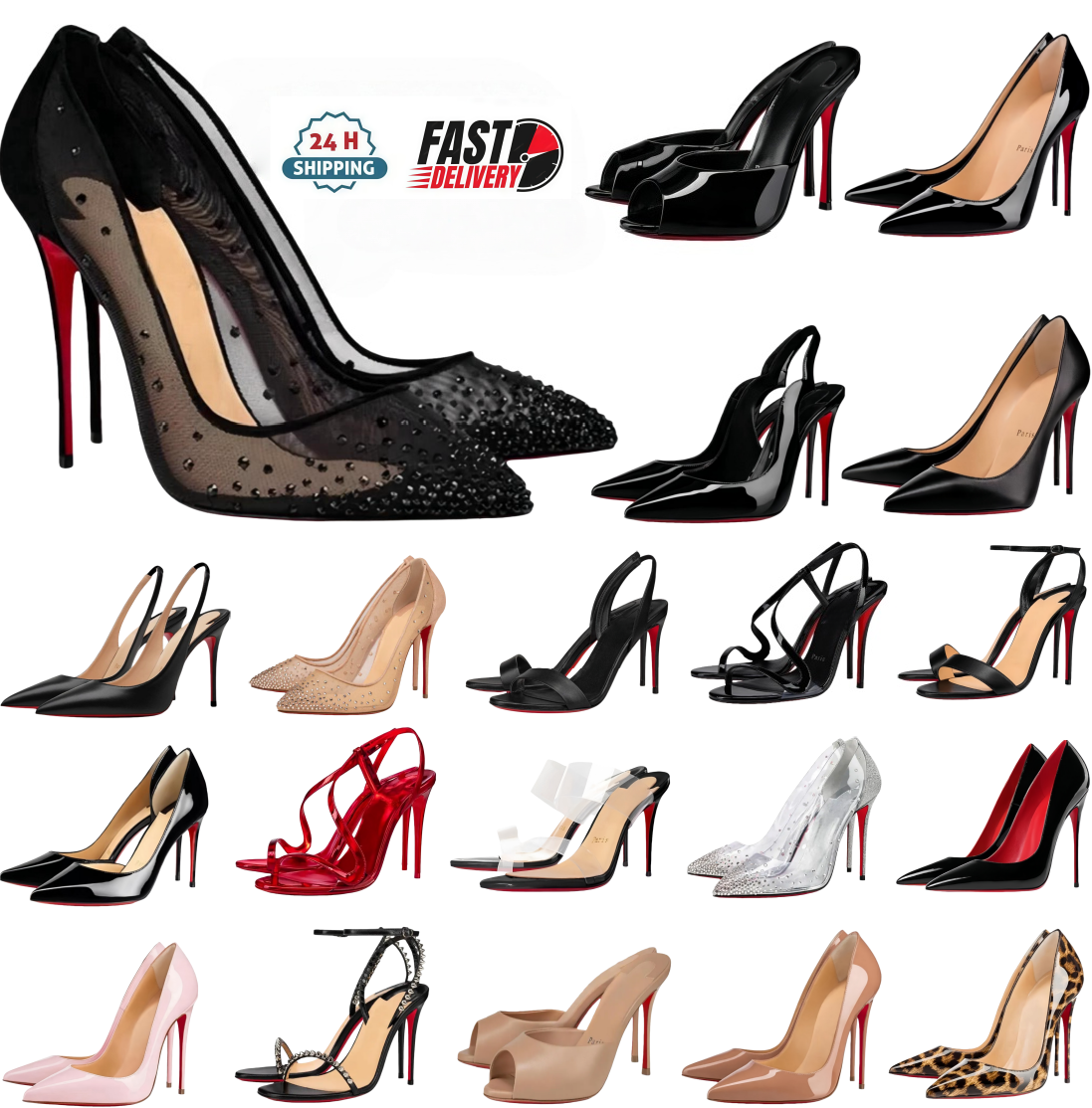Designer Heels Women Luxury Sandals Red Bottomshoes Women Heels 6cm 8cm 10cm 12cm Kitten Heels Nude Black Patent Leather Women Sandals with Dust Bag 35-44