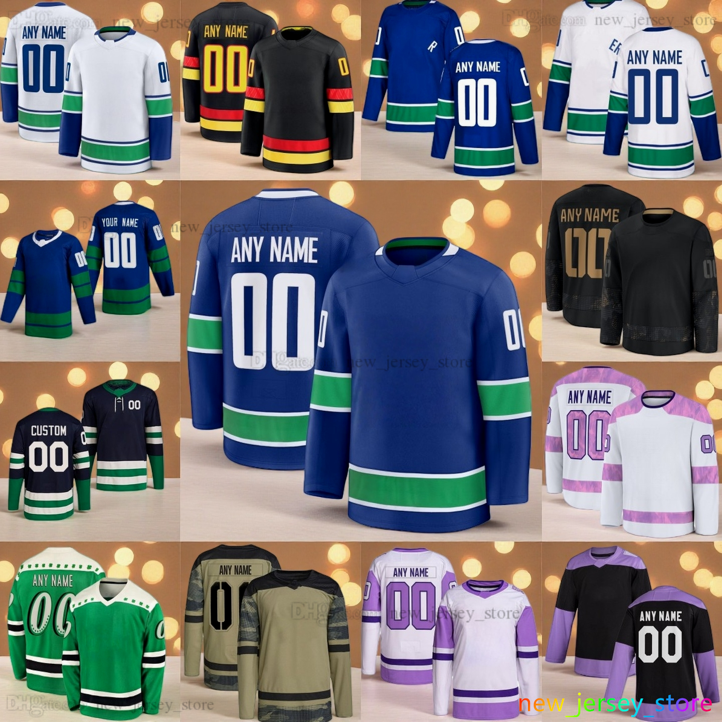 2025-26 Custom S-6XL 40 Elias Pettersson Ice Hockey Jersey 6 Brock Boeser 35 Thatcher Demko 8 Conor Garland 43 Quinn Hughes 9 JT Miller 74 Ethan Bear Stitched Jerseys