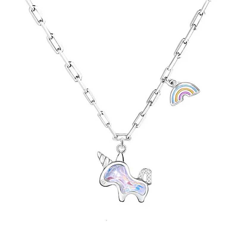 luxury 925 Sterling Silver Unicorn Charm Necklaces Pendants Choker Statement Necklace For Women Girls Birthday Party Gift Jewelry M251227