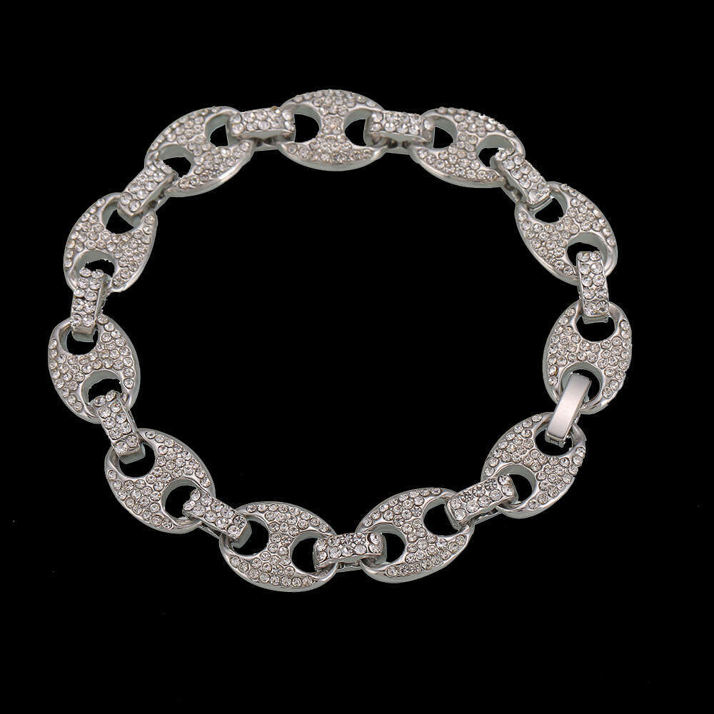 Bracelet for Women Hip-Hop Trendy Gold-Plated Alloy Bracelet Inlaid Diamond Bean Button Chain Tarnish-Resistant Versatile Daily Jewelry pearl bracelet