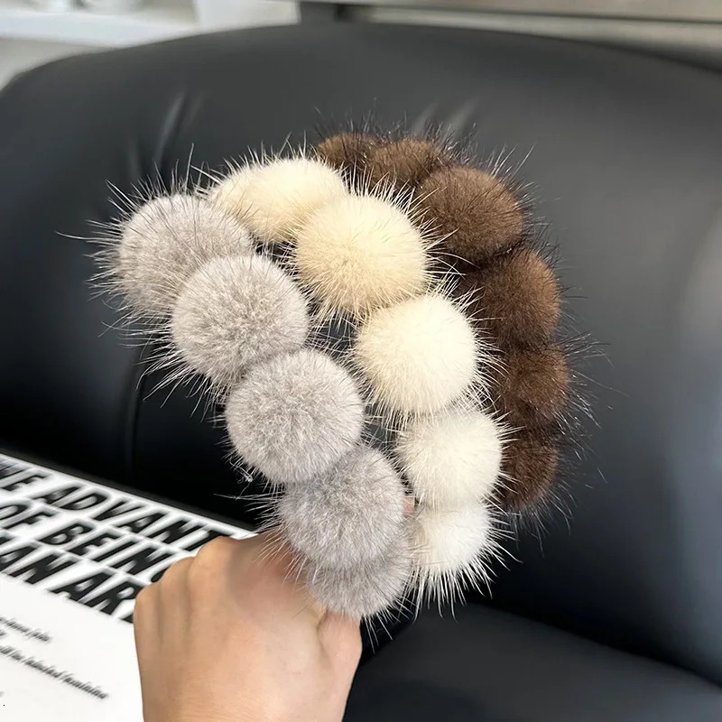 100 Mink Fur Headband Womens Winter Fashion Elegant Hair Accessory Furry Gift 251224