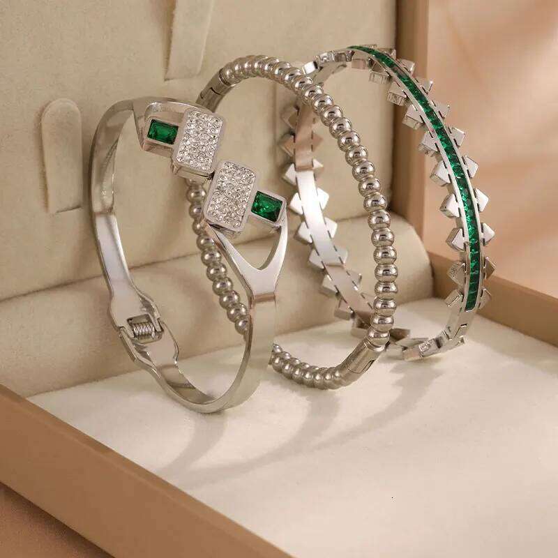 ZAKOL 3-Piece Set Luxury Zircon Adjustable And Stackable Bracelet Women's Birthstone Jewelry Anniversary Gift