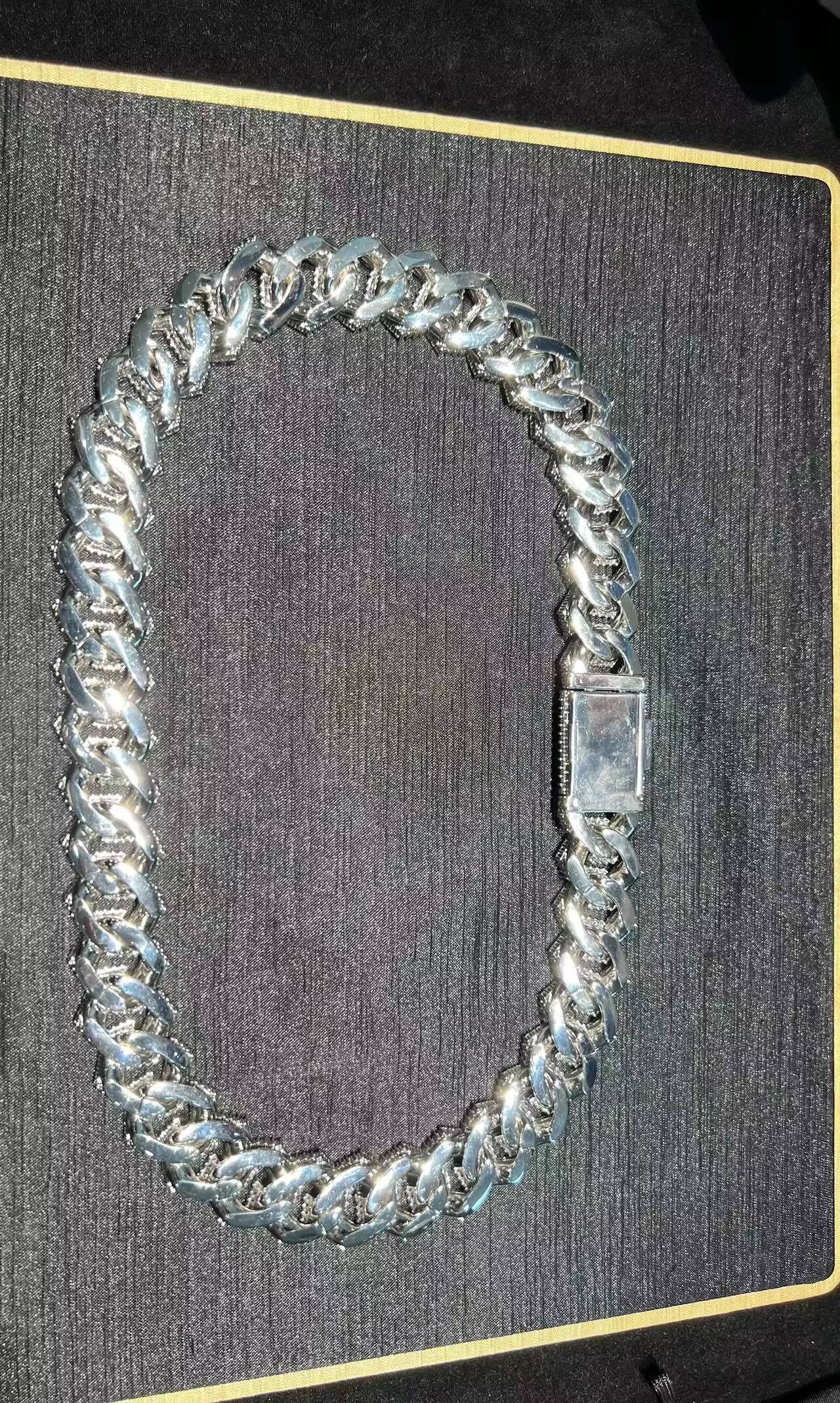 20mm KIBO GEMS Hot Sale 925 Sterling Silver Cuban Link Chain Hip Hop Moissanite Cuban Chain