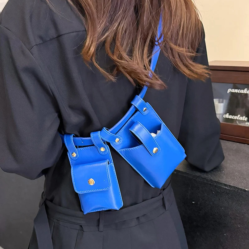 2PCS Woman Waist Bag Leather Crossbody Chest Bags For Female Fanny Packs Mini Belt Bag Girl Waist Phone Pouch 251224