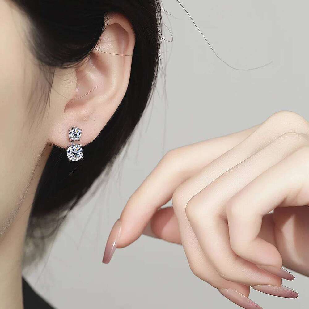3ct D Color Moissanite Stud Earrings Round Cut Lab Created Diamond 925 Sterling Silver Bridal Jewelry For Women Gifts eaa