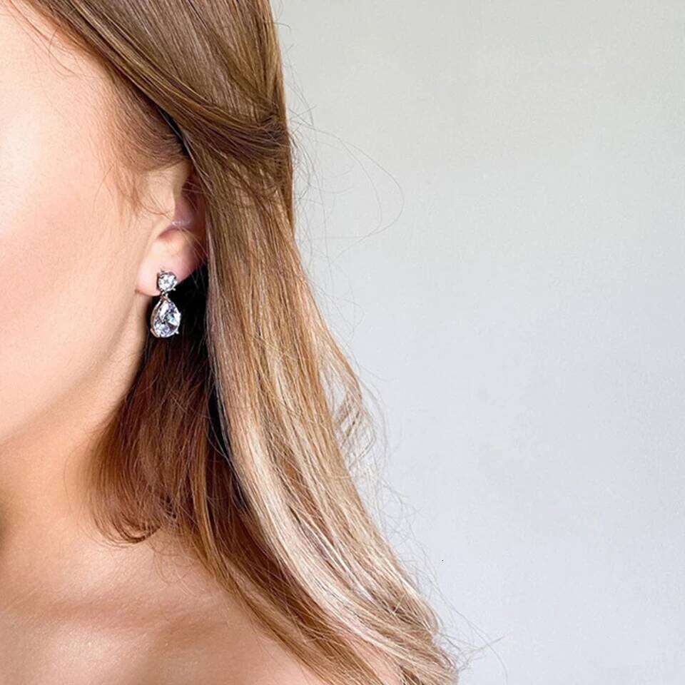 ZAKOL Classic Geometric Water Drop Zircon Bridal Earrings AAA Clear Crystal Luxury Wedding Party Jewelry for Women