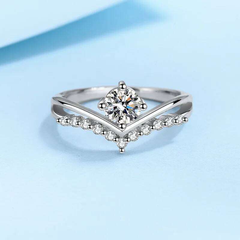 0.5ct D Color Moissanite Engagement Ring for Women 925 Sterling Silver Gold Plated Solitaire Rings Wholesale e5c