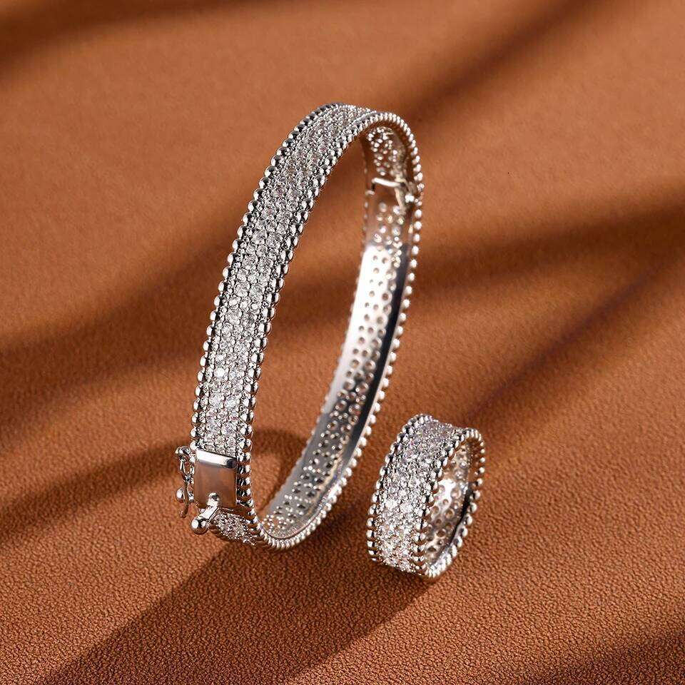ZAKOL Luxury Micro-inlaid Zirconia Bracelet Ring with Round Beaded Edges Buling Aesthetic Engagement Wedding Jewelry