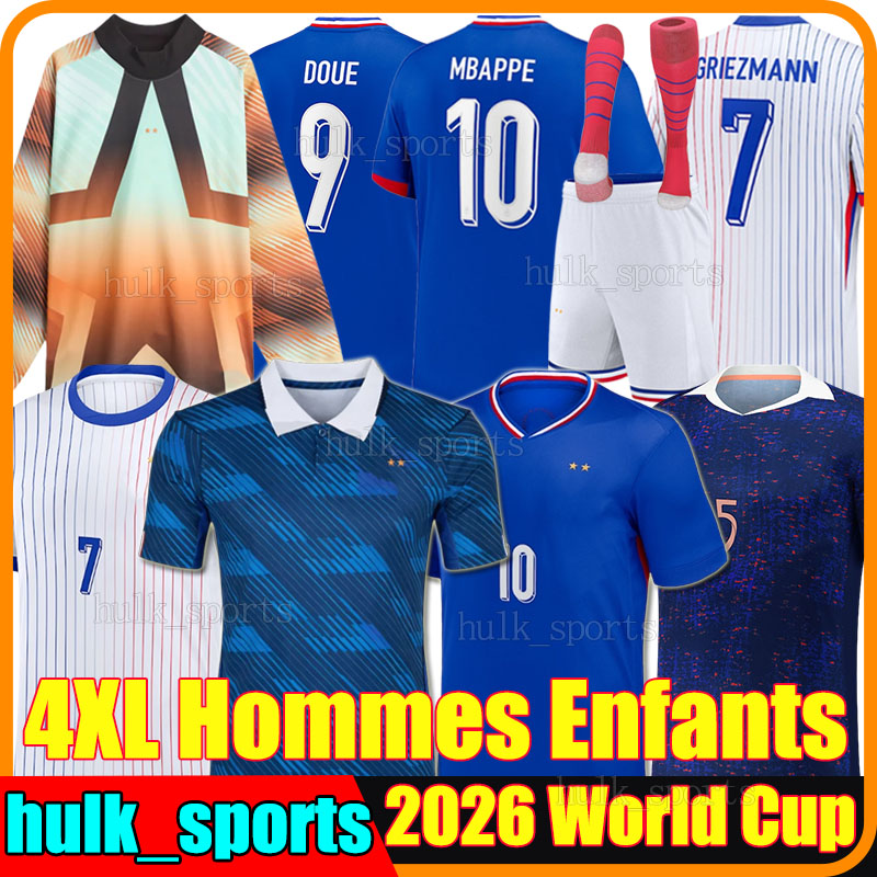 4XL 2026 French club MBAPPE DOUE soccer jerseys 26/27 GRIEZMANN DEMBELE BARCOLA KOLO MUANI OLISE RABIO GUENDOUZI men kids kits socks sets Maillots de football shirt