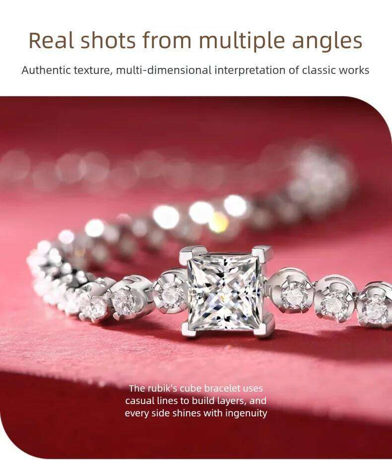 925 Sterling Silver Moissanite Bracelet 1ct D VVS1 Diamond with GRA for Women Sparkling Wedding Party Fine Jewelry e54