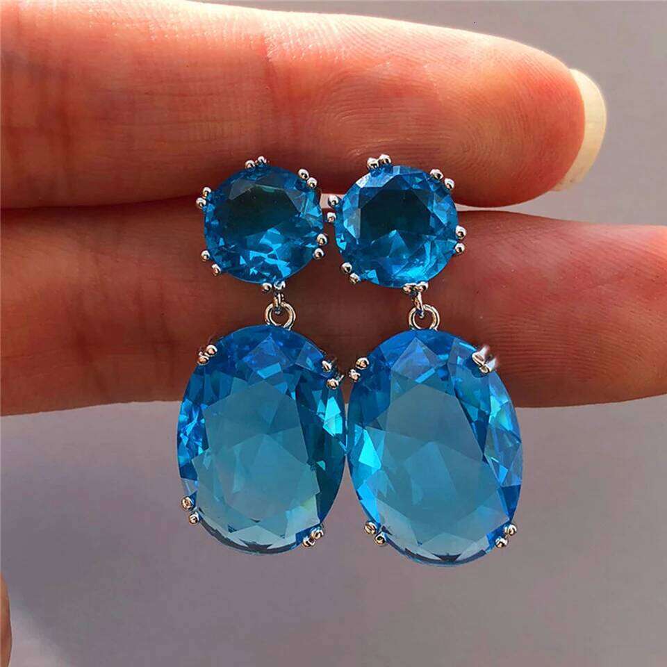ZAKOL Luxury Big Oval CZ Crystal Dangle Earrings for Women Elegant Female Brilliant Cubic Zirconia Earring Wedding Jewelry