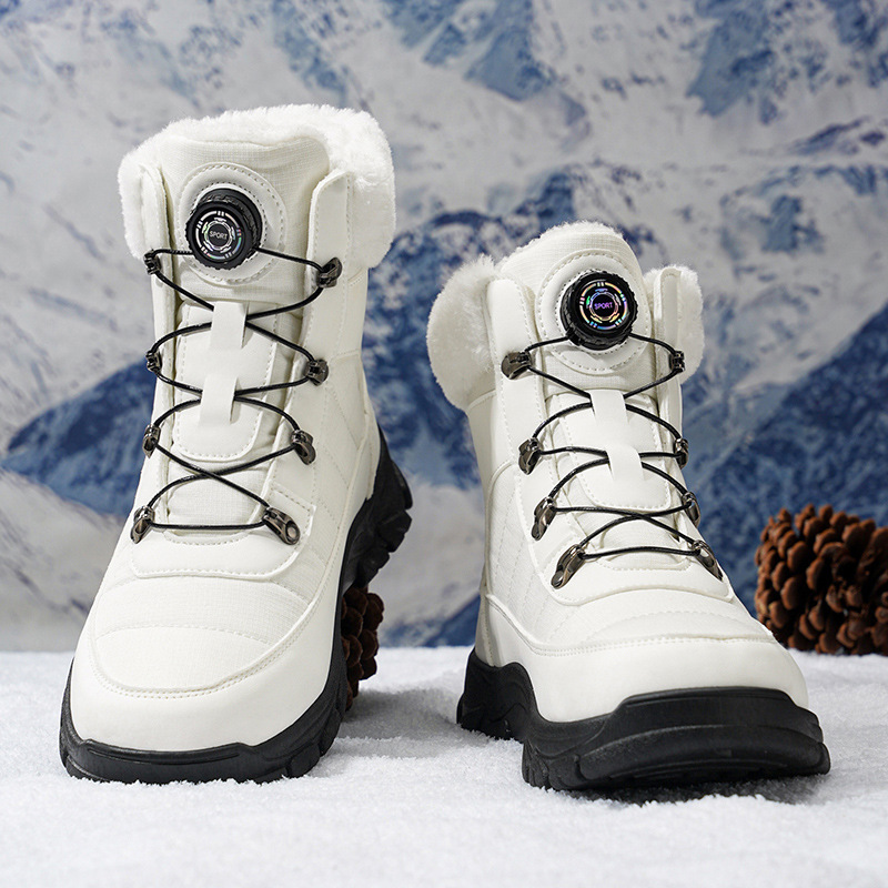 Snow Boots Men Women Large Cotton Boots with Velvet Mid Top High Top Martin Boots for Warmth and Comfort
